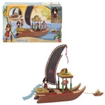 Mattel Disney La Pirogue de Vaiana 2 Transformable Coffret Vaiana 2 avec pirogue flottante, petite poupée Vaiana, 1 ami personnage, 6 espaces de jeu et 10 accessoires, JBT78