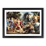 Big Box Art Peter Paul Rubens Attack Framed Wall Art Picture Print Ready to Hang, Black A2 (62 x 45 cm)