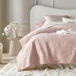 ROOM99 Feel Elegant Dusty Pink Bedspread 200 x 220 cm – Versatile Throw for Bed or Sofa – Quilted – Velvet Bedspread