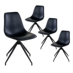 GOOP - Lot de 4 Chaises Pivotantes Simili Cuir Noir