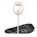 Badminton Racquet, Raquette de Badminton Li-Ning Air Force 80 G2 en Fibre de Carbone avec Housse complète Gratuite, Bleu Marine/Orange