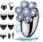 Rasoir Electriques Hommes, 5 In 1 Rasoirs À Têtes Rotatives, Ipx7 Étanche Rechargeable Sec Et Humide Rasoir Ensemble À Tête C[J38]