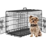 Yaheetech Cage pour Chien Pliable Caisse de Transport pour Chien en métal Niche pour Chien Exterieur Interieur 2 Portes Verrouillables et Plateau Amovible Cage de Chiot 76.5x44x50.5cm