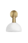 Sleek Opal Glass Dome Wall Light, 8 Inch, White, Brass holder