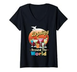 Womens Drinking Around The World Travel Around The World Travelers V-Neck T-Shirt