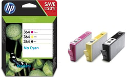 HP 364 Original Ink Cartridge Black Magenta Yellow SET of 3 Genuine N9J73AE BMY