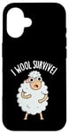 Coque pour iPhone 16 I Wool Survive est un jeu de mots amusant en forme de mouton