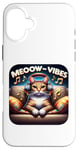 Coque pour iPhone 16 Plus Meeow-Vibes Casque pour chat