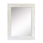 Stonebriar Miroir Mural Rustique rectangulaire à Suspendre avec Cadre en Bois Blanc usé pour Affichage Vertical ou Horizontal