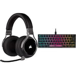 Corsair Virtuoso RGB Wireless High-Fidelity Gaming Headset - Carbon & K65 RGB MINI 60% Mechanical Gaming Keyboard QWERTY, Black