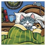 Sore Head Ted Funny Cat Greeting Get Well Soon Card Lisa Marie Robinson Humorous