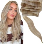 LaaVoo Extension Cheveux Naturel Tissage Virgin Tissage Naturel Cheveux Humain Gris Balayage Highlights or Clair Tissage Naturel Cheveux Humain Remy Cheveux Inject 40cm 25g #P18/613