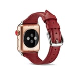 SKALO Kapea nahkaranneke Apple Watch Series 4-6 44mm - Punainen