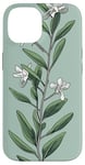 iPhone 14 Leaves Botanical Plant Line Art Sage Green Wildflower Floral Case