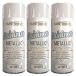 3X White Metallic Spray Paint Aerosol Auto Gloss Lacquer Wood Metal 200ml