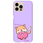 Coque violet Iphone 14 PRO donut chat