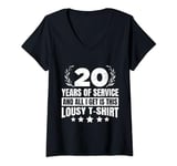 Womens 20 Years of Service Get this Lousy Shirt Service Anniversary V-Neck T-Shirt