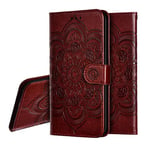 IMEIKONST Huawei Y7 2019 Étui Mandala Embossed Cuir bookstyle Flip Porte-Cartes de Crédit Portefeuille Magnétique Closure Stand Housse Coque pour Huawei Enjoy 9 Mandala Brown LD