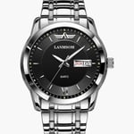 Ultratunn Herrklocka med Kvartsur, Kalender, Vattentät, Armbandsur för Män Men's l622 black with silver edge