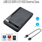 Hard Drive Enclosure 2.5 Inch USB 3.0 SATA Case External Black Caddy HDD SSD UK