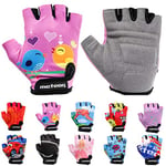 Enfants Gants de Vélo Garçons Filles Cyclisme VTT Demi-Doigts Antidérapant Mitaines de Sport Antichoc Respirant Courts pour Bicyclette Réglables Scooter Paire de Gant (JR S ~6,5-7 cm, Owl)