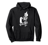 Skeleton Pumpkin Head Pet Cat Halloween Bones Jack O Lantern Pullover Hoodie