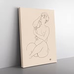 Study Of A Naked Woman Vol.3 By Egon Schiele Classic Painting Canvas Wall Art Print Ready to Hang, Framed Picture for Living Room Bedroom Home Office Décor, 60x40 cm (24x16 Inch)