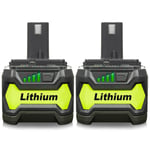 2x For Ryobi 18v One+ Plus Rb18l50 Rb18l40 P104 P108 5.0ah Li-ion Battery P105