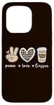 iPhone 15 Pro Cute Leopard Peace Sign Love Coffee Heart For Cafe Lovers Case