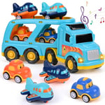 Weinsamkeit Jouet Garage Voiture pour Enfants, 5 en 1 Jouet Camion Enfant avec Sons et Lumières, Bus Jouet Jeux Enfants Garcon 3 4 5 Ans, Éducatifs Cadeau pour 3 4 5 Ans Enfants Garçons Filles