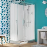 Cabine de douche rectangulaire Eden 120 x 80 x 18 aux portes coulissantes - Kinedo