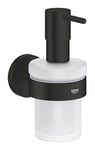 GROHE Start Distributeur de Savon avec Support, 160ml, Convient aux Supports Start et Start Cube, A coller avec GROHE QuickGlue ou à visser, Noir Mat, 411952430