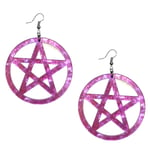 Örhängen Pentagram Galax Lila OVERSIZE Wicca Pagan Marmor Lila