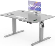 Devoko Bureau Assis Debout Électrique 120×80cm, Bureau Électrique avec Chargeur Type-C, Organiseur de Câbles et 3 Positions Mémorisables, Bureau Réglable en Hauteur (120×80cm,Gris)