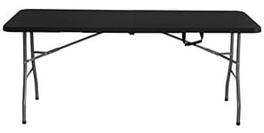 KG KITGARDEN Folding 180 NG Table Pliante, Résine Acier Inoxydable, Noir, 180x74x74 cm