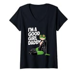 Womens Frog I'm A Good Girl Daddy Stuff Cute Frog Things V-Neck T-Shirt