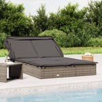 Bonnevie - Bain de soleil 2 places avec toit - Chaise de jardin Transat de jardin - pliable gris 213x118x97 cm BV187727