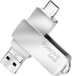 Clé Usb 64 Go, 3 En 1 Type C/Micro Usb/Usb 3.0 Flash Drive 64 Gb Métal Clef Usb C 64Go Pour Pc, Tablette, Android Smartphone Pour Transmission Et Le Stockage De Données (Argent)[Q765]