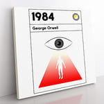 Book Cover 1984 George Orwell Modern Canvas Wall Art Print Ready to Hang, Framed Picture for Living Room Bedroom Home Office Décor, 35x35 cm (14x14 Inch)