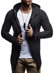 Leif Nelson LN8149 Sweat à capuche et manches longues zippé pour homme Veste en coton Coupe ajustée Style tendance Noir - Noir - Small