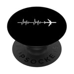 World Travel Heartbeat Airplane Pilot PopSockets PopGrip - Support et Grip pour Smartphone/Tablette avec un Top Interchangeable PopSockets PopGrip Adhésif