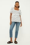 Tall Shirred Mono Spot Short Sleeve Blouse