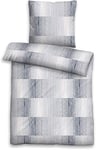 biberna 0003607 Parure de lit en Flanelle avec taie d'oreiller 155 x 200 cm et 1 taie d'oreiller 80 x 80 cm (Gris)