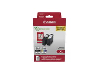 Canon Pg-585Xl/Cl-586Xl Photo Value Pack - 2-Pack - Lång Livslängd - Svart, Färg (Cyan, Magenta, Gul) - Hängande Låda - Bläckpatron/Papperssats - För Pixma Ts7650i, Ts7750i