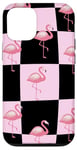 Coque pour iPhone 13 Pro Cute Pink Flamingo Checker Pink and Black Checkered Flamingo