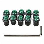 MeaccelerRubber-Kit de vis de 2,2 d'écrou de pare-brise anodisé de capot de carénage de pare-brise de moto,M5,16mm,bien kg,10 pièces - Type 10 pcs Green