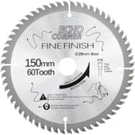 TCT 150mm Lame de scie circulaire 20mm alésage 60dents,Rapide Coupe fine Coupe transversale Encadrement Bois Contreplaqué MDF Placage plastique Bois d'oeuvre Stratifié.[W694]