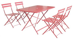 Ensemble de Jardin Pliant en métal BISTROT - Terre Cuite (1 Table + 4 chaises)