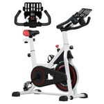 HOMCOM 8kg Flywheel Exercise Bike with Adjustable Height, Resistance, White