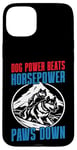 Coque pour iPhone 15 Plus Dog Power bat Horsepower Paws Down Mushing